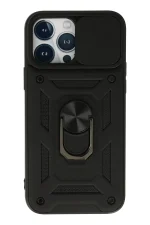 Newface iPhone 13 Pro Kılıf Pars Lens Yüzüklü Silikon - Siyah