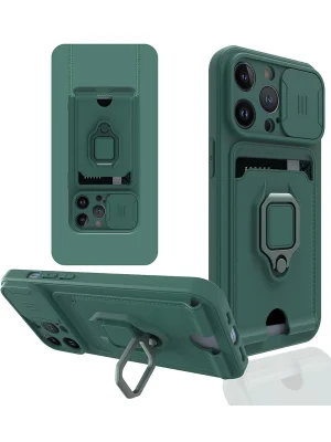 Newface iPhone 13 Pro Kılıf Zuma Kartvizitli Yüzüklü Silikon - Yeşil