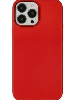 Newface iPhone 13 Pro Max Kılıf Asya Deri Silikon - Kırmızı