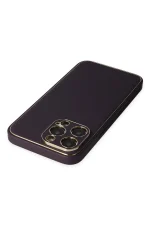 Newface iPhone 13 Pro Max Kılıf Coco Deri Silikon Kapak - Derin Mor - Görsel 3