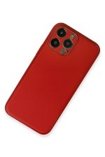 Newface iPhone 13 Pro Max Kılıf Coco Deri Silikon Kapak - Kırmızı - Görsel 2