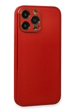 Newface iPhone 13 Pro Max Kılıf Coco Deri Silikon Kapak - Kırmızı - Görsel 3