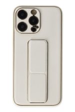 Newface iPhone 13 Pro Max Kılıf Coco Deri Standlı Kapak - Beyaz