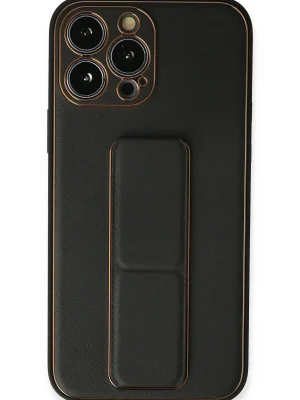 Newface iPhone 13 Pro Max Kılıf Coco Deri Standlı Kapak - Siyah