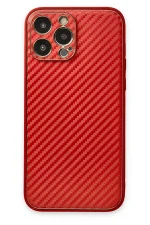 Newface iPhone 13 Pro Max Kılıf Coco Karbon Silikon - Kırmızı