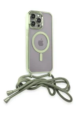 Newface iPhone 13 Pro Max Kılıf Divo Lazer Askılı Magsafe Kapak - Koyu Yeşil - Görsel 2