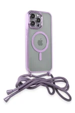Newface iPhone 13 Pro Max Kılıf Divo Lazer Askılı Magsafe Kapak - Lila - Görsel 2