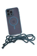 Newface iPhone 13 Pro Max Kılıf Divo Lazer Askılı Magsafe Kapak - Sierra Blue - Görsel 4