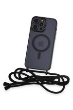 Newface iPhone 13 Pro Max Kılıf Divo Lazer Askılı Magsafe Kapak - Siyah - Görsel 3