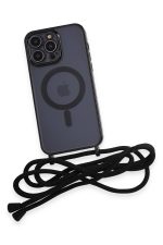 Newface iPhone 13 Pro Max Kılıf Divo Lazer Askılı Magsafe Kapak - Siyah - Görsel 4