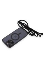 Newface iPhone 13 Pro Max Kılıf Divo Lazer Askılı Magsafe Kapak - Siyah - Görsel 5