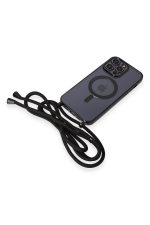 Newface iPhone 13 Pro Max Kılıf Divo Lazer Askılı Magsafe Kapak - Siyah - Görsel 6