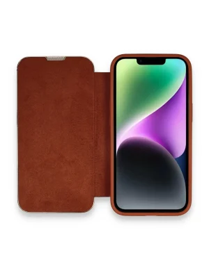 Newface iPhone 13 Pro Max Kılıf Dolpin Kapaklı - Kahverengi