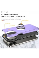 Newface iPhone 13 Pro Max Kılıf Elit Yüzüklü Kapak - Mor - Görsel 2