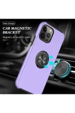 Newface iPhone 13 Pro Max Kılıf Elit Yüzüklü Kapak - Mor - Görsel 5