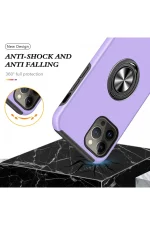 Newface iPhone 13 Pro Max Kılıf Elit Yüzüklü Kapak - Mor - Görsel 6