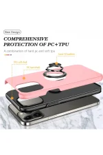 Newface iPhone 13 Pro Max Kılıf Elit Yüzüklü Kapak - Pembe - Görsel 2