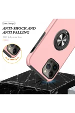 Newface iPhone 13 Pro Max Kılıf Elit Yüzüklü Kapak - Pembe - Görsel 6