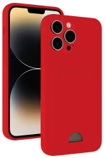 Newface iPhone 13 Pro Max Kılıf Kelvin Kartvizitli Silikon - Kırmızı