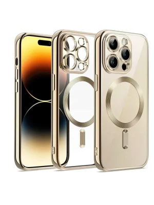 Newface iPhone 13 Pro Max Kılıf Kross Magneticsafe Kapak - Gold