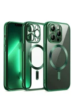 Newface iPhone 13 Pro Max Kılıf Kross Magneticsafe Kapak - Koyu Yeşil