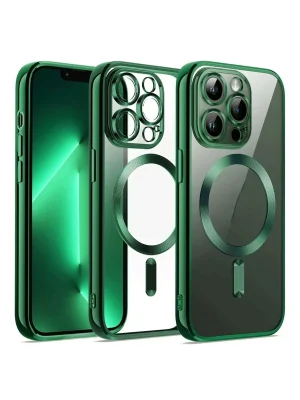 Newface iPhone 13 Pro Max Kılıf Kross Magneticsafe Kapak - Koyu Yeşil