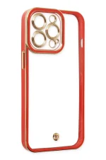 Newface iPhone 13 Pro Max Kılıf Liva Lens Silikon - Kırmızı - Görsel 4