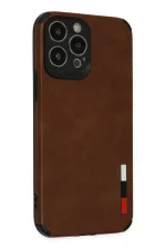 Newface iPhone 13 Pro Max Kılıf Loop Deri Silikon - Kahverengi - Görsel 2