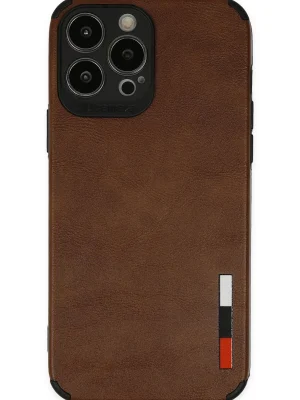 Newface iPhone 13 Pro Max Kılıf Loop Deri Silikon - Kahverengi