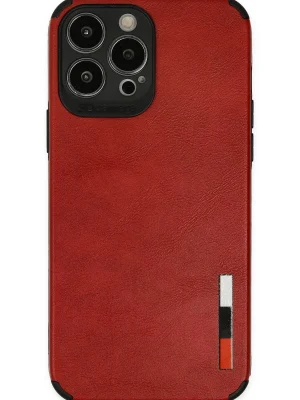 Newface iPhone 13 Pro Max Kılıf Loop Deri Silikon - Kırmızı