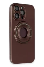 Newface iPhone 13 Pro Max Kılıf Lukka Magneticsafe Kapak - Kahverengi - Görsel 2