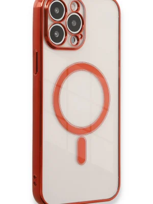 Newface iPhone 13 Pro Max Kılıf Magneticsafe Lazer Silikon - Kırmızı