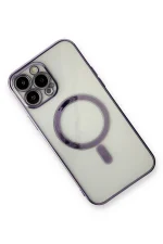 Newface iPhone 13 Pro Max Kılıf Magneticsafe Lazer Silikon - Mor - Görsel 3