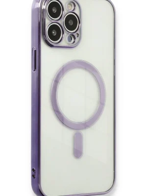 Newface iPhone 13 Pro Max Kılıf Magneticsafe Lazer Silikon - Mor