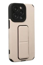 Newface iPhone 13 Pro Max Kılıf Mega Standlı Silikon - Gold - Görsel 5