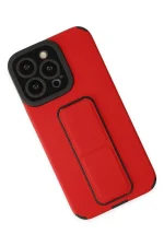 Newface iPhone 13 Pro Max Kılıf Mega Standlı Silikon - Kırmızı - Görsel 2