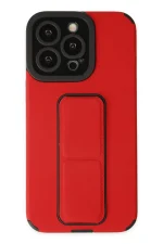 Newface iPhone 13 Pro Max Kılıf Mega Standlı Silikon - Kırmızı