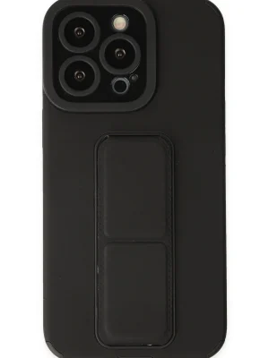 Newface iPhone 13 Pro Max Kılıf Mega Standlı Silikon - Siyah
