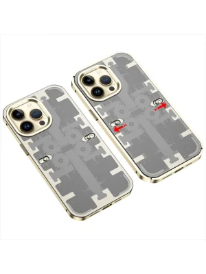 Newface iPhone 13 Pro Max Kılıf Mekanik Bumper Kapak - Gold
