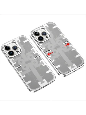 Newface iPhone 13 Pro Max Kılıf Mekanik Bumper Kapak - Gümüş