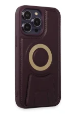 Newface iPhone 13 Pro Max Kılıf Merkür Magneticsafe Standlı Kapak - Derin Mor - Görsel 2