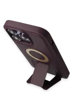 Newface iPhone 13 Pro Max Kılıf Merkür Magneticsafe Standlı Kapak - Derin Mor - Görsel 4