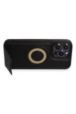 Newface iPhone 13 Pro Max Kılıf Merkür Magneticsafe Standlı Kapak - Siyah - Görsel 3