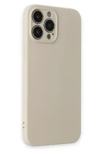 Newface iPhone 13 Pro Max Kılıf Nano içi Kadife Silikon - Bej - Görsel 2