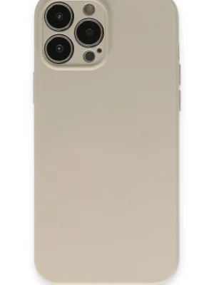 Newface iPhone 13 Pro Max Kılıf Nano içi Kadife Silikon - Bej