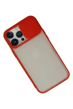 Newface iPhone 13 Pro Max Kılıf Palm Buzlu Kamera Sürgülü Silikon - Kırmızı - Görsel 3