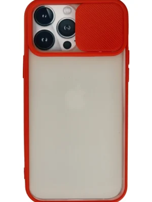 Newface iPhone 13 Pro Max Kılıf Palm Buzlu Kamera Sürgülü Silikon - Kırmızı