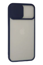 Newface iPhone 13 Pro Max Kılıf Palm Buzlu Kamera Sürgülü Silikon - Lacivert - Görsel 2