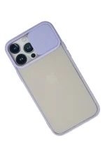 Newface iPhone 13 Pro Max Kılıf Palm Buzlu Kamera Sürgülü Silikon - Lila - Görsel 3