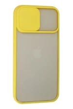 Newface iPhone 13 Pro Max Kılıf Palm Buzlu Kamera Sürgülü Silikon - Sarı - Görsel 2